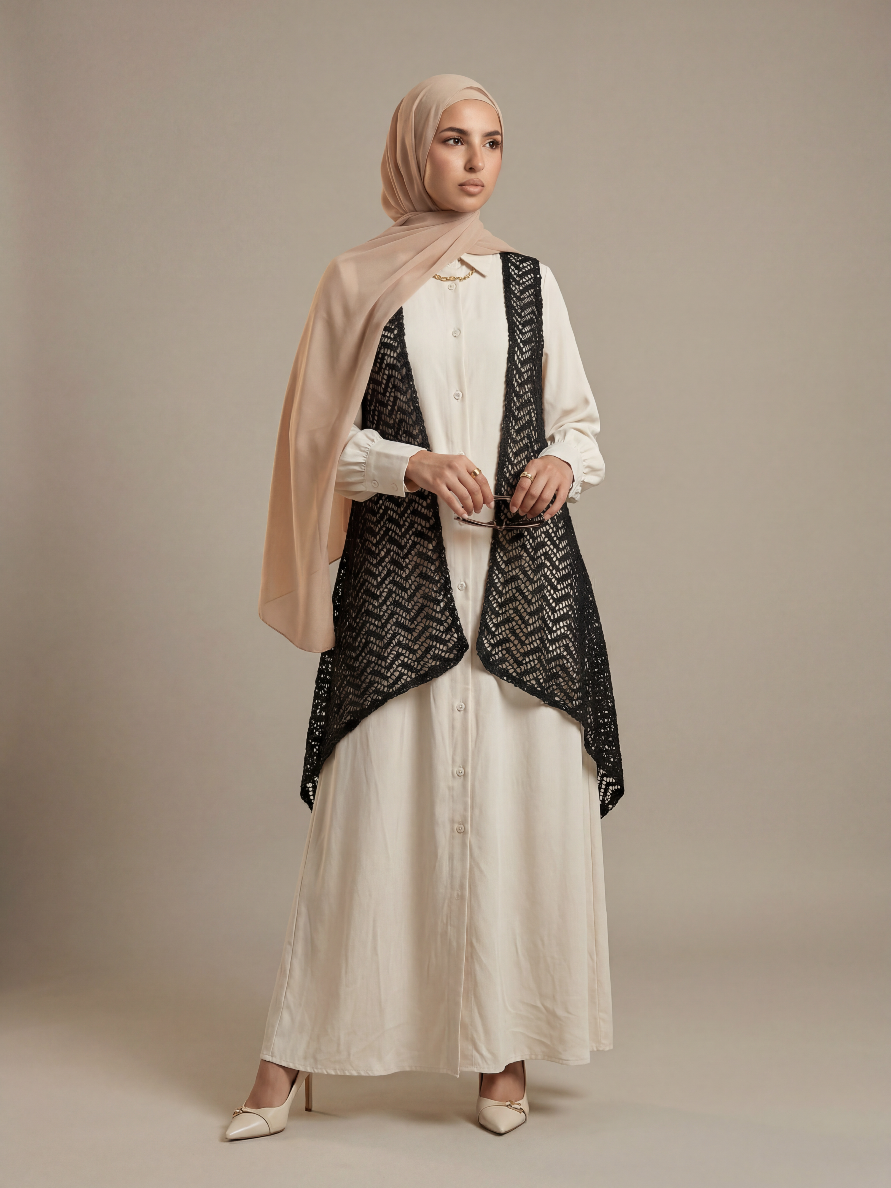 Azure Layered Dress and Knit Cardigan