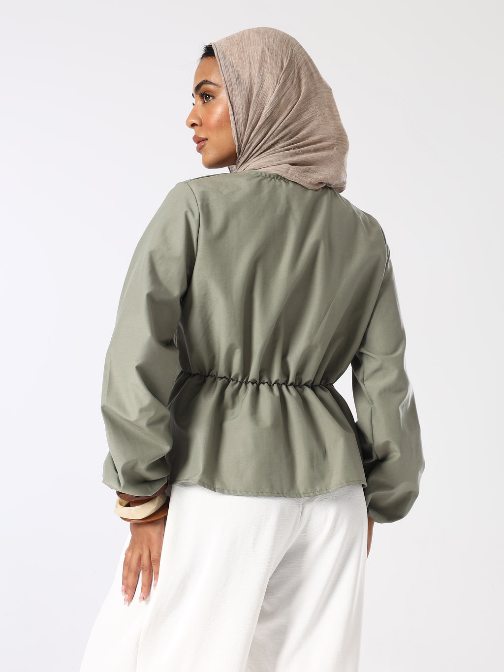 Sage Pleatened Buttoned Blouse